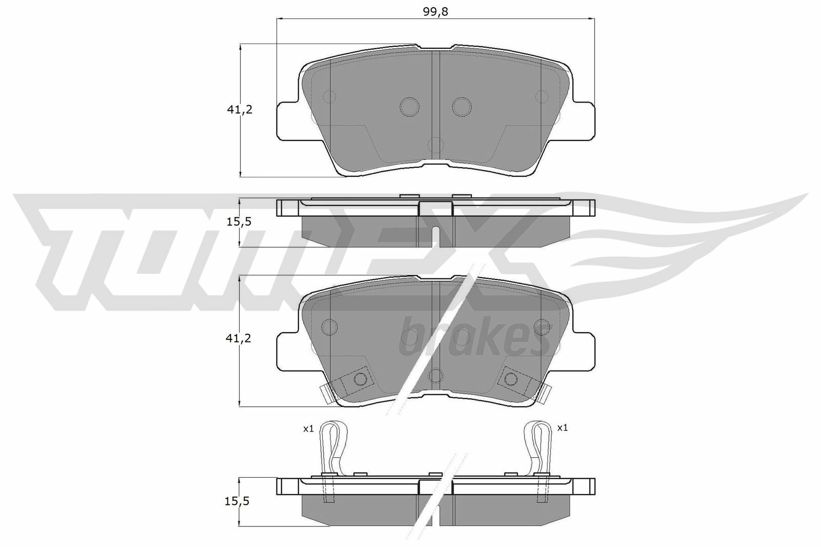 Sada brzdových destiček, kotoučová brzda TOMEX Brakes